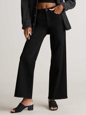 Quince Black Wide-Leg High-Rise Jeans